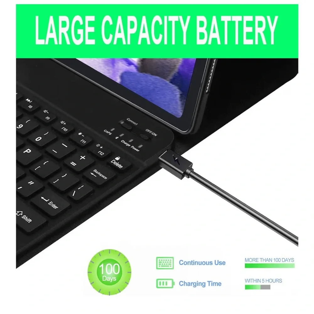 Samsung Galaxy 12.4” Tablet Case with Green Backlit Keyboard & S Pen Holder-BLK